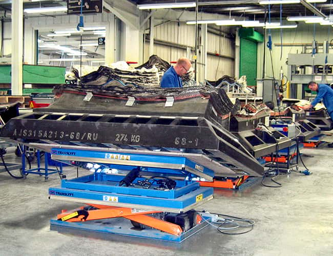 translyft tilting lift in production facility 